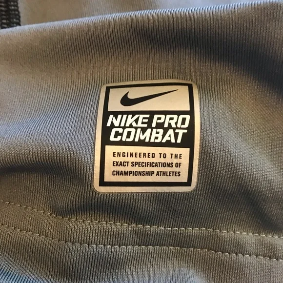 Men’s Crew Neck Nike Pro Combat Dry-fit Grey Fitted Hyperwarm Long sleeve Top - Picture 8 of 11